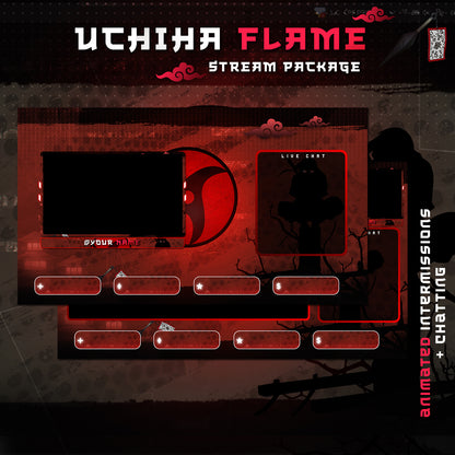 Fire Flame Uchiha Itachi Twitch overlays full stream package