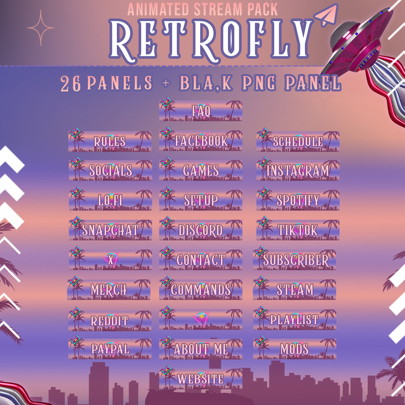 RetroFly Stream Package Twitch overlays full stream package