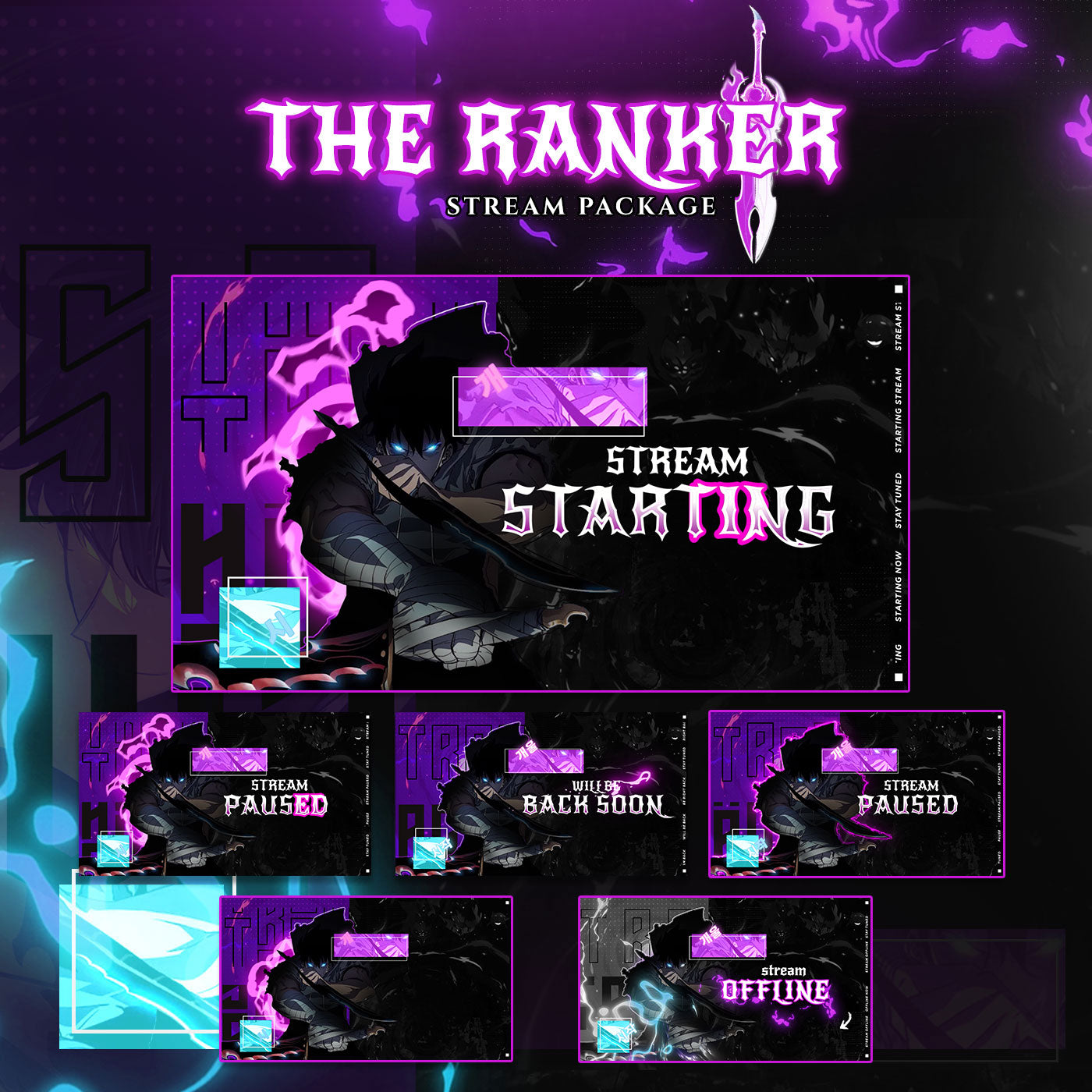 The Ranker Solo Leveling Anime Twitch Overlays full Stream Package