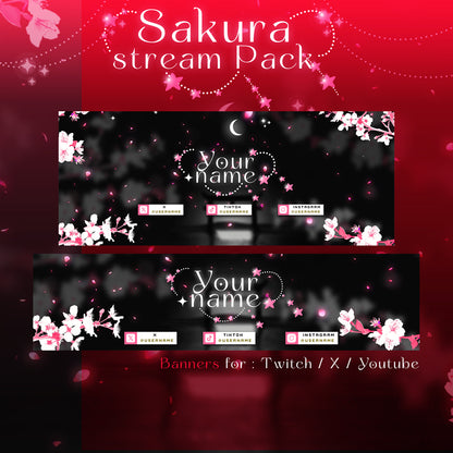 Sakura Cherry Twitch overlays full stream package