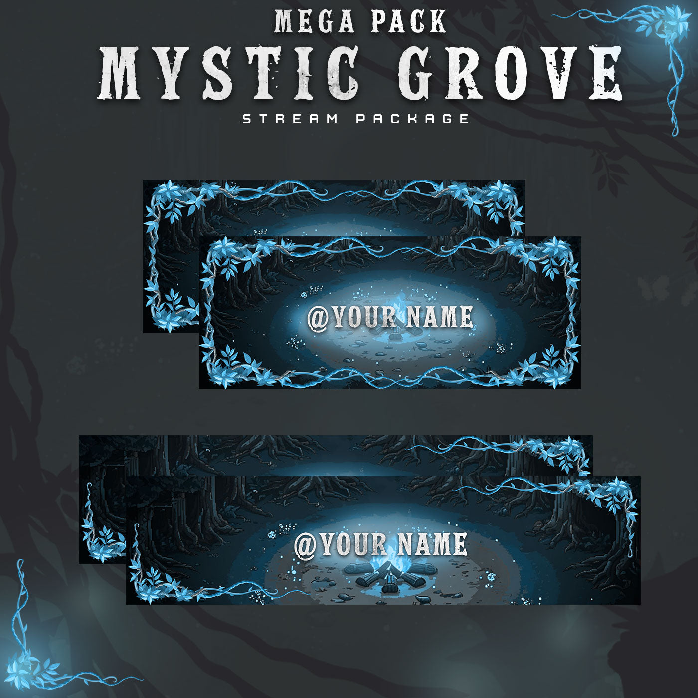 Premium Mystic Grove Twitch overlays full stream package