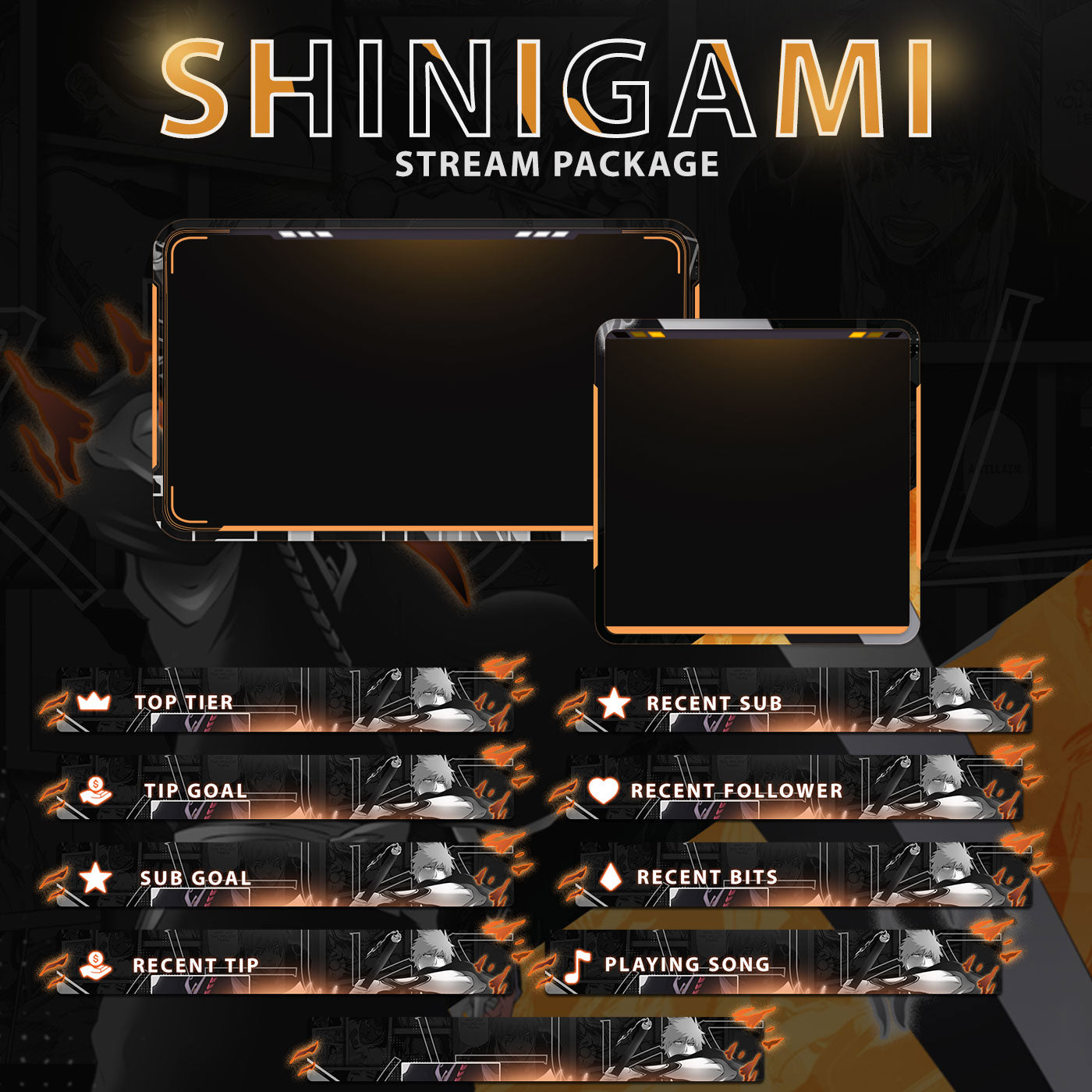 Bleach Twitch Overlays full Stream Package Orange