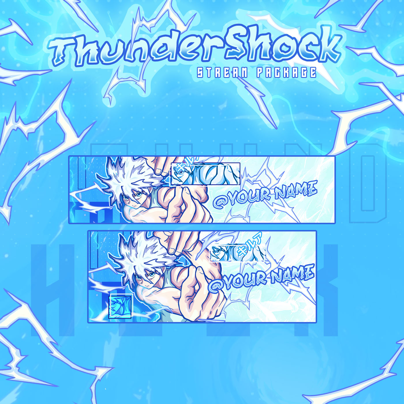 Animated Zoldyck Killua Thundershock Twitch overlays full stream