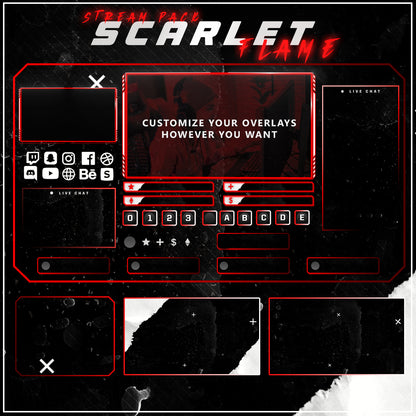 Scarlet Flame Twitch overlays full stream package