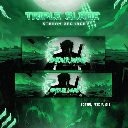 Zoro Triple Blade Anime Twitch Overlays full Stream