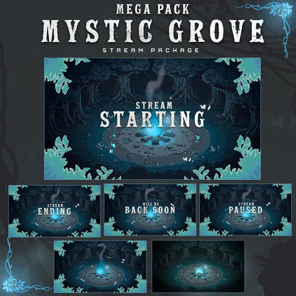 Premium Mystic Grove Twitch overlays full stream package