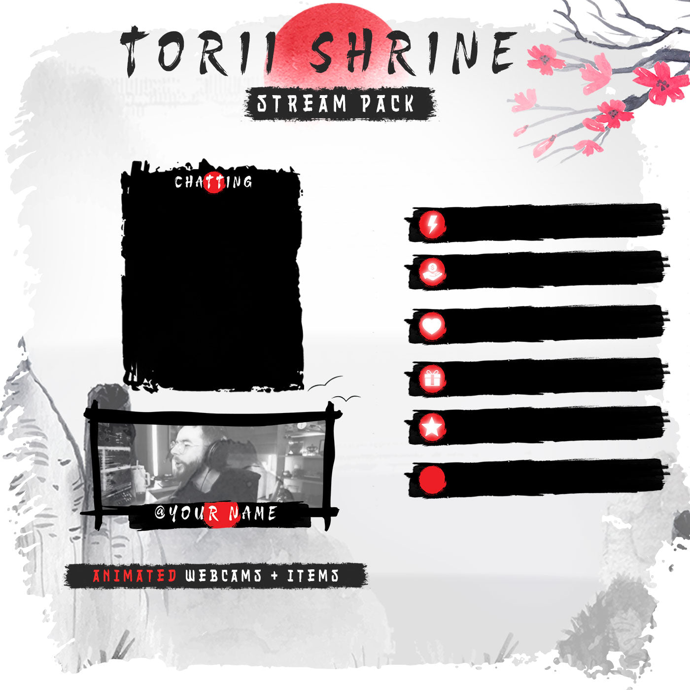 Animated Torii Shrine For twitch streamers full twitch package