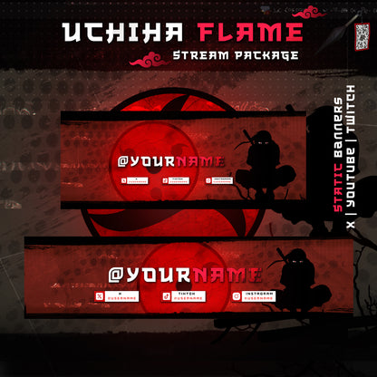 Fire Flame Uchiha Itachi Twitch overlays full stream package