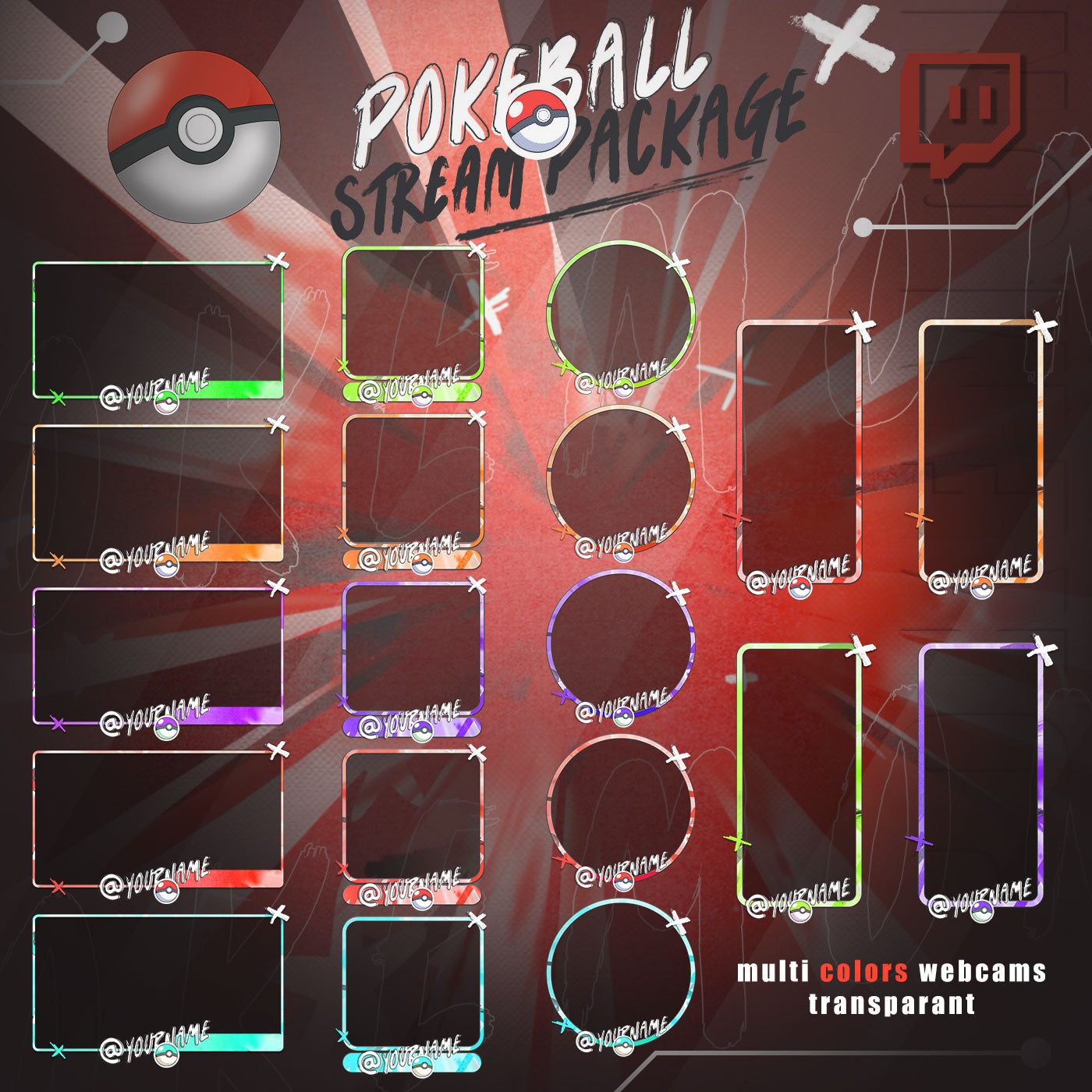 Poke ball Stream Overlay Intermission Chatting Screens Webcam