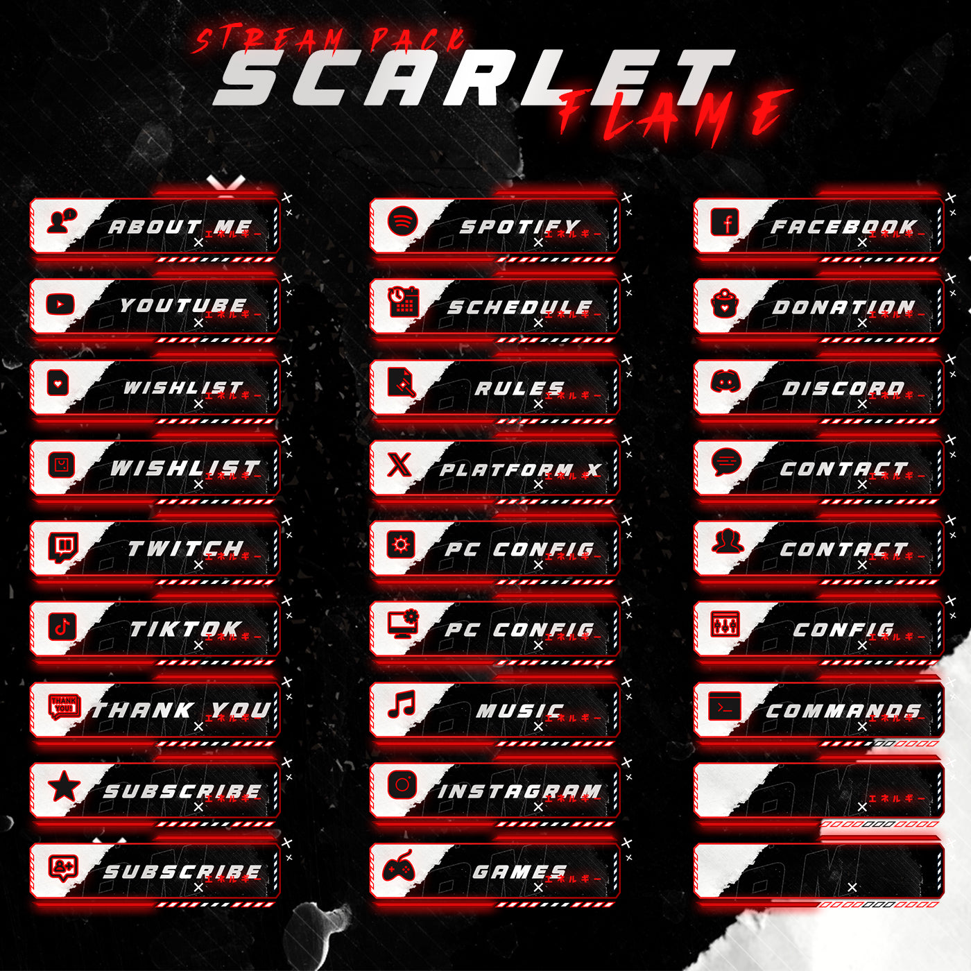 Scarlet Flame Twitch overlays full stream package