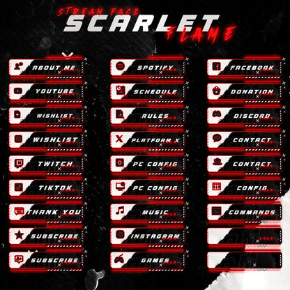 Scarlet Flame Twitch overlays full stream package