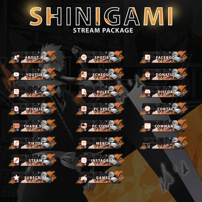 Bleach Twitch Overlays full Stream Package Orange