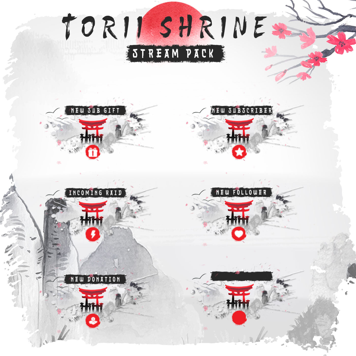Animated Torii Shrine For twitch streamers full twitch package