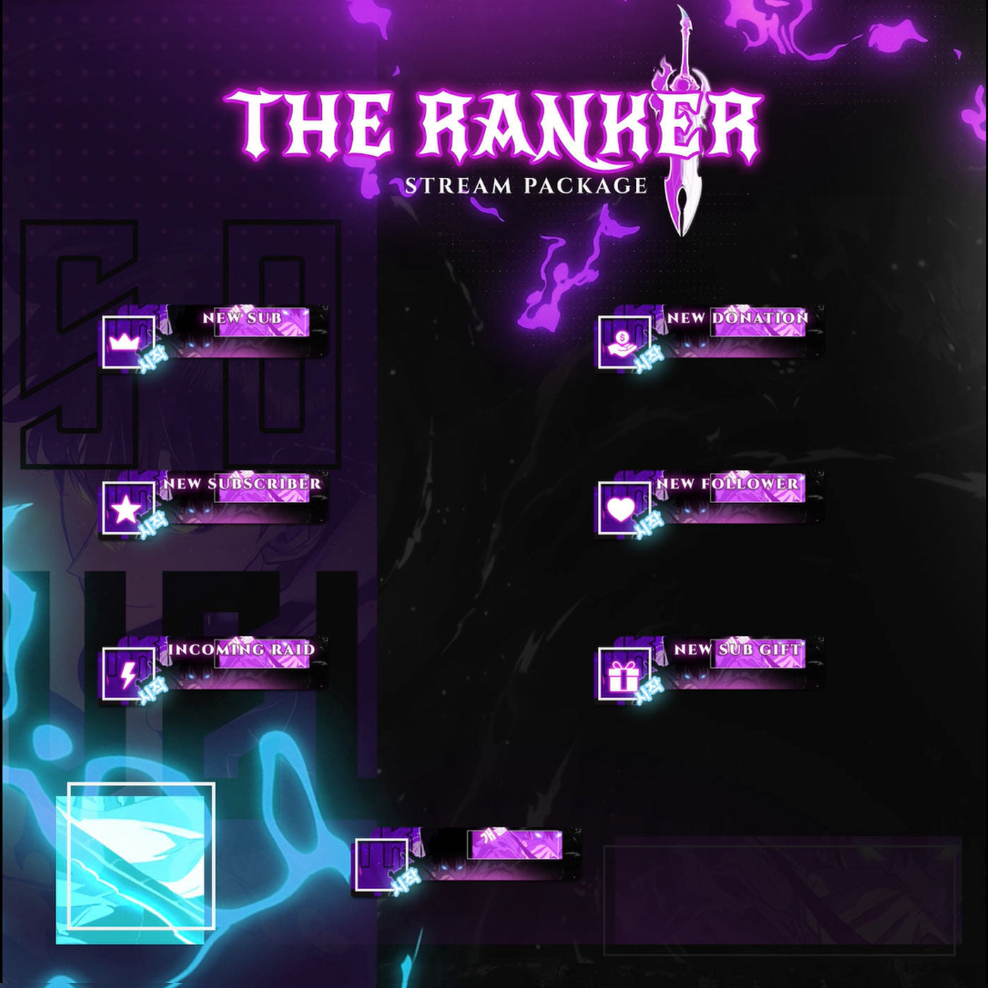 The Ranker Solo Leveling Anime Twitch Overlays full Stream Package