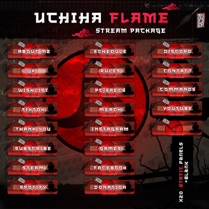 Fire Flame Uchiha Itachi Twitch overlays full stream package