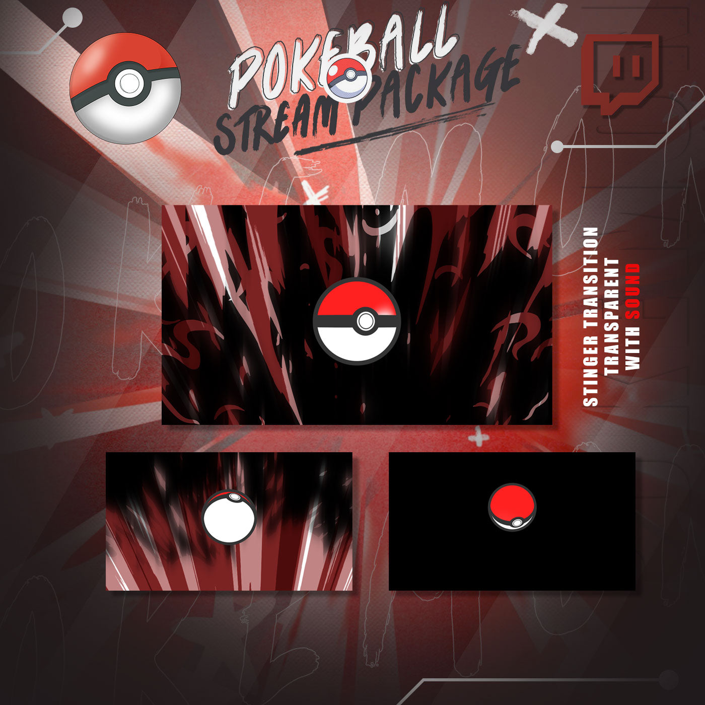 Poke ball Stream Overlay Intermission Chatting Screens Webcam
