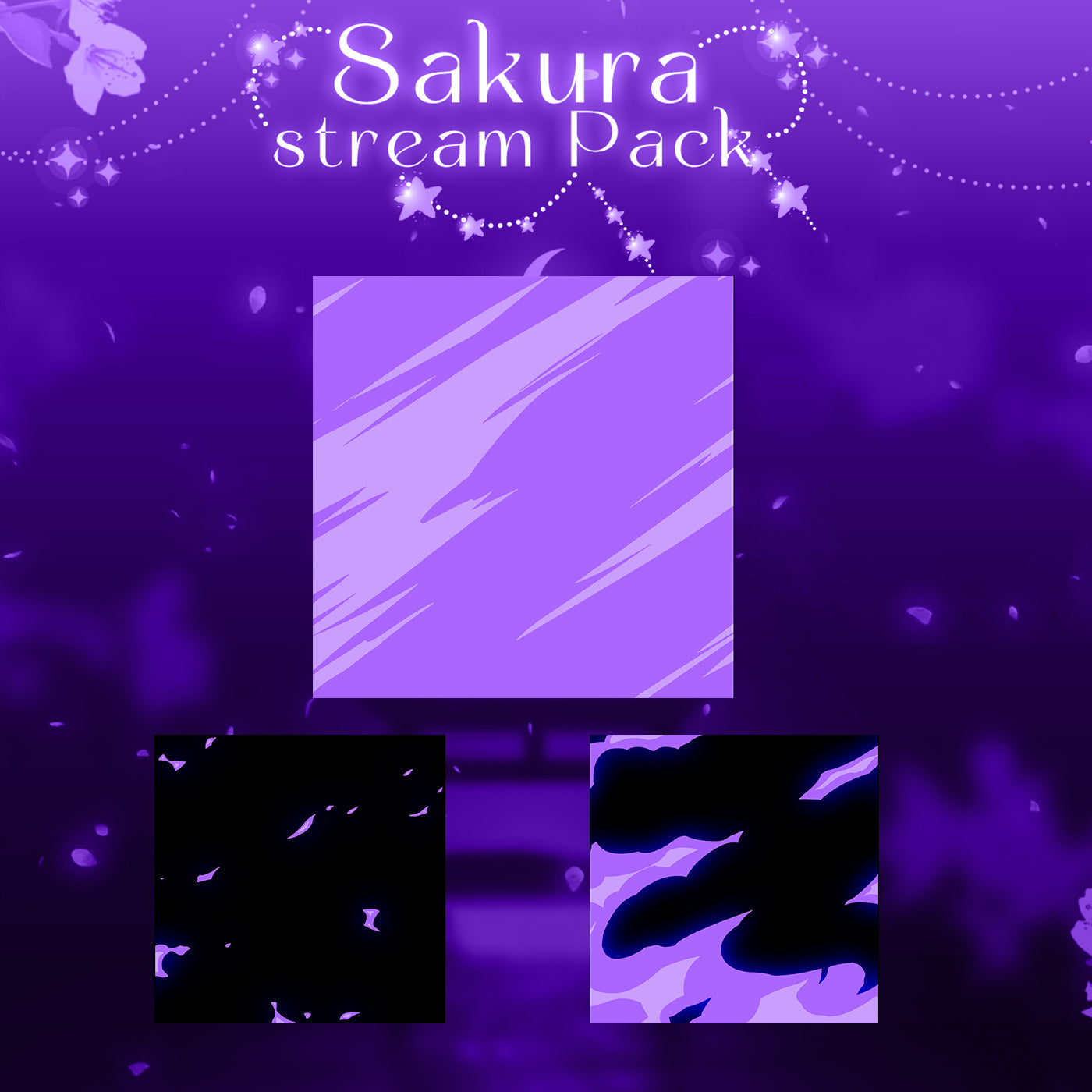 Purple Sakura Cherry Twitch overlays full stream package