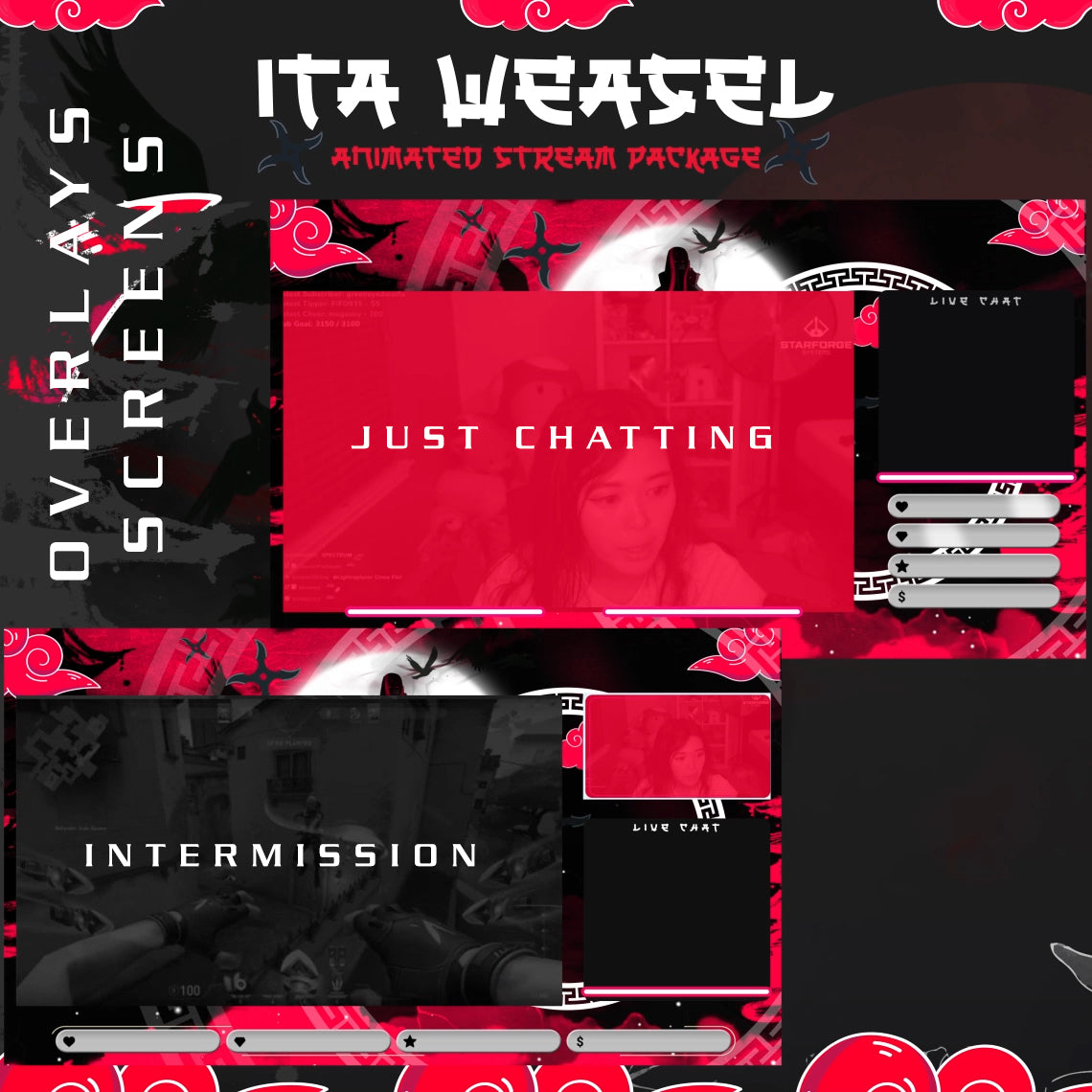 Sharingan Stream Package Twitch overlays full stream package