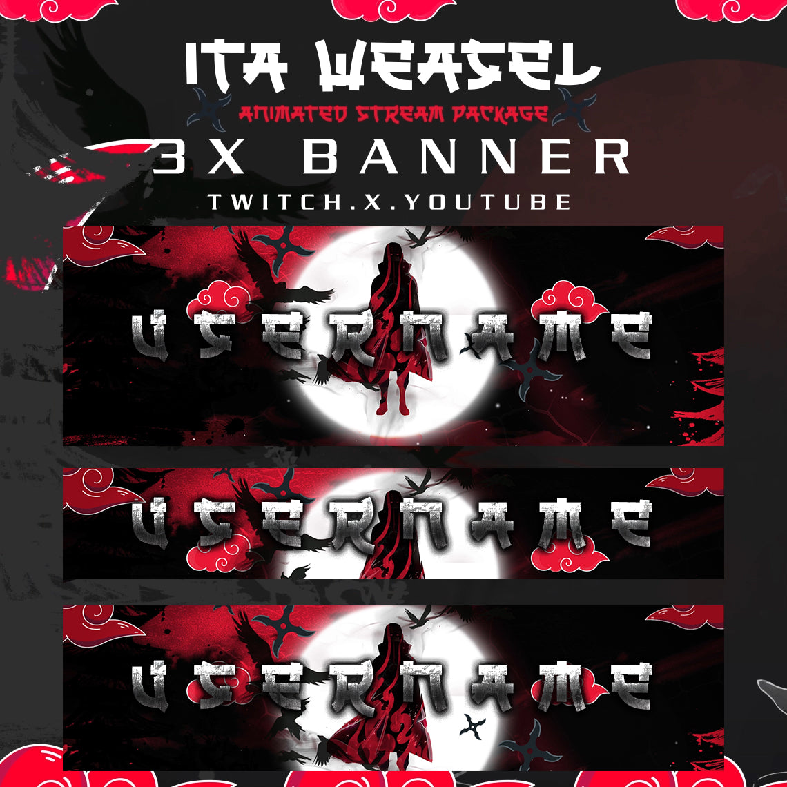 Sharingan Stream Package Twitch overlays full stream package