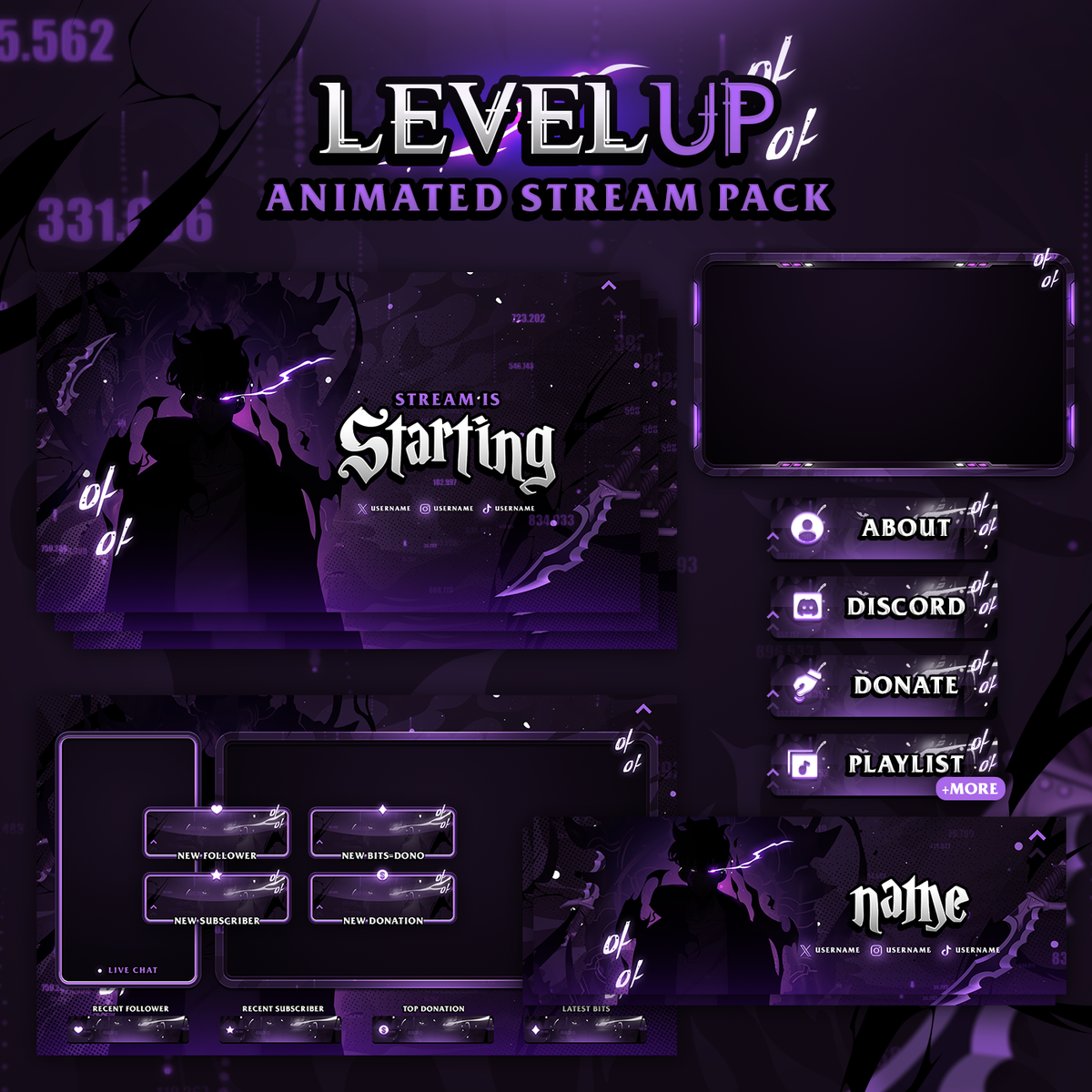Premium Solo Leveling Stream Package Animated – Streamlofi