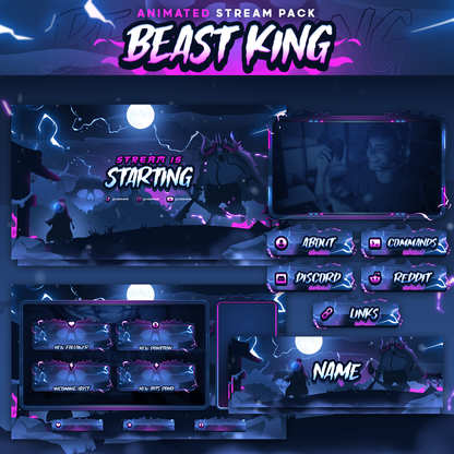 Beast King Anime Stream Pack Twitch Overlays Panels Transition