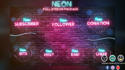 Neon Animated Stream Overlay Package Retro