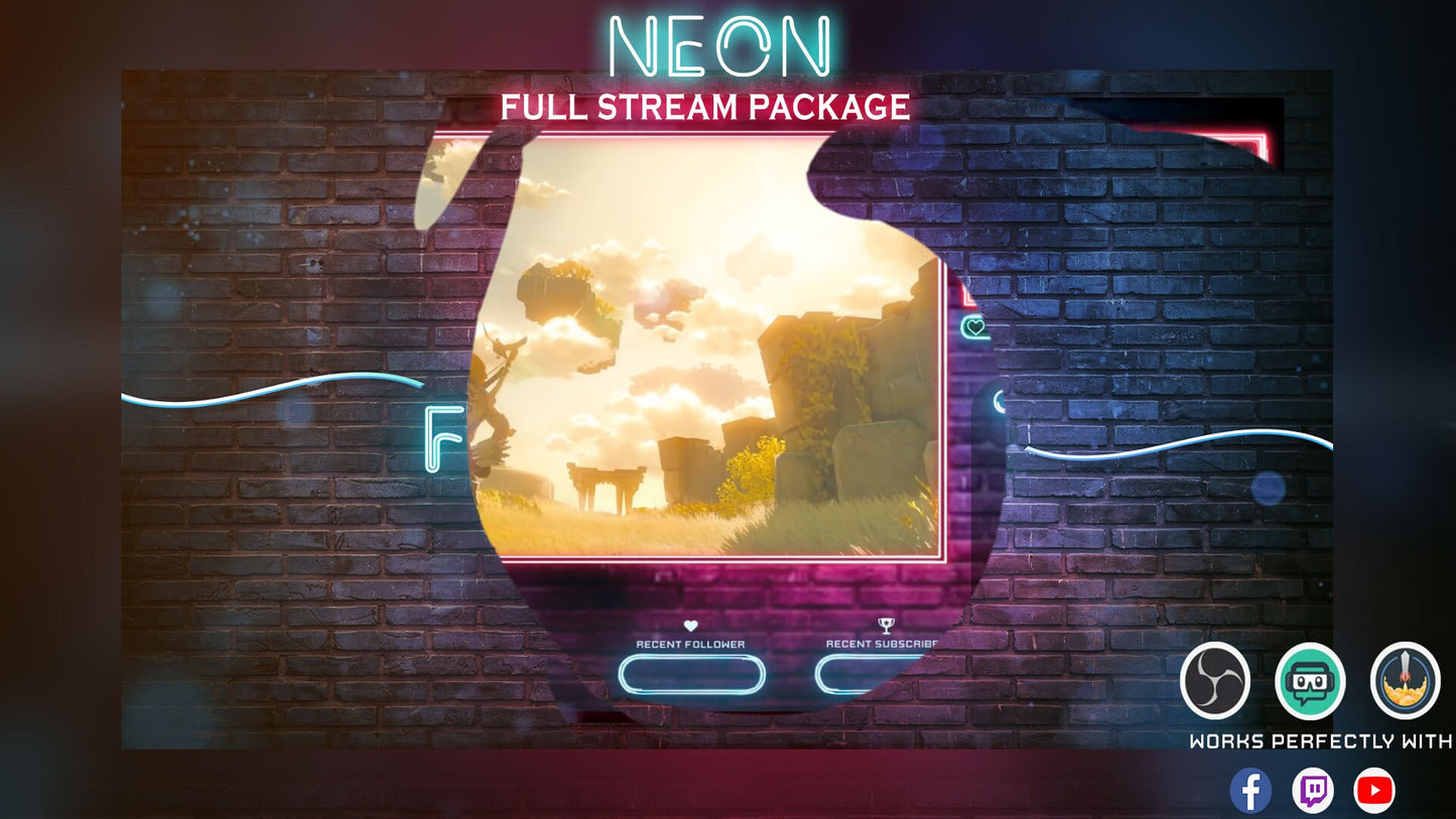 Neon Animated Stream Overlay Package Retro