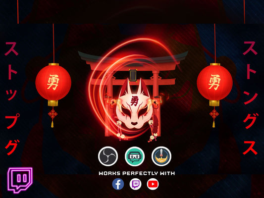 Kitsune Mask Animated Twitch Overlay Package