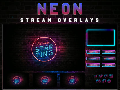 Animated Stream Retro Neon Stream Package