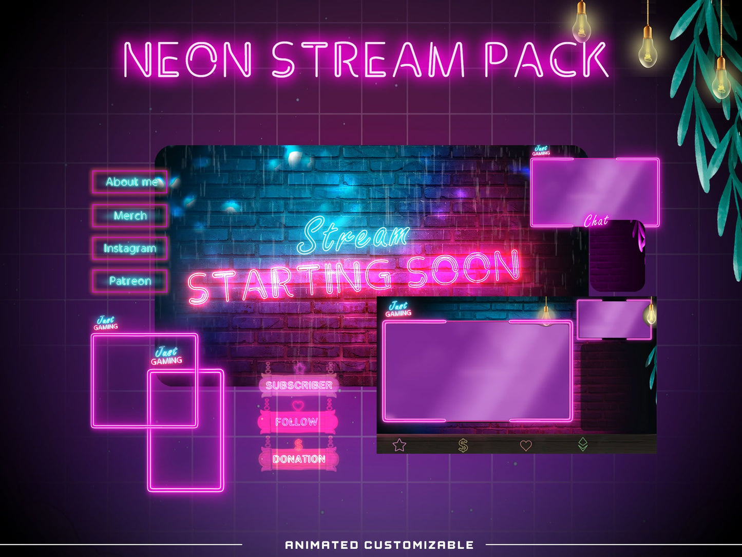 Animated Stream Package Retro Neon