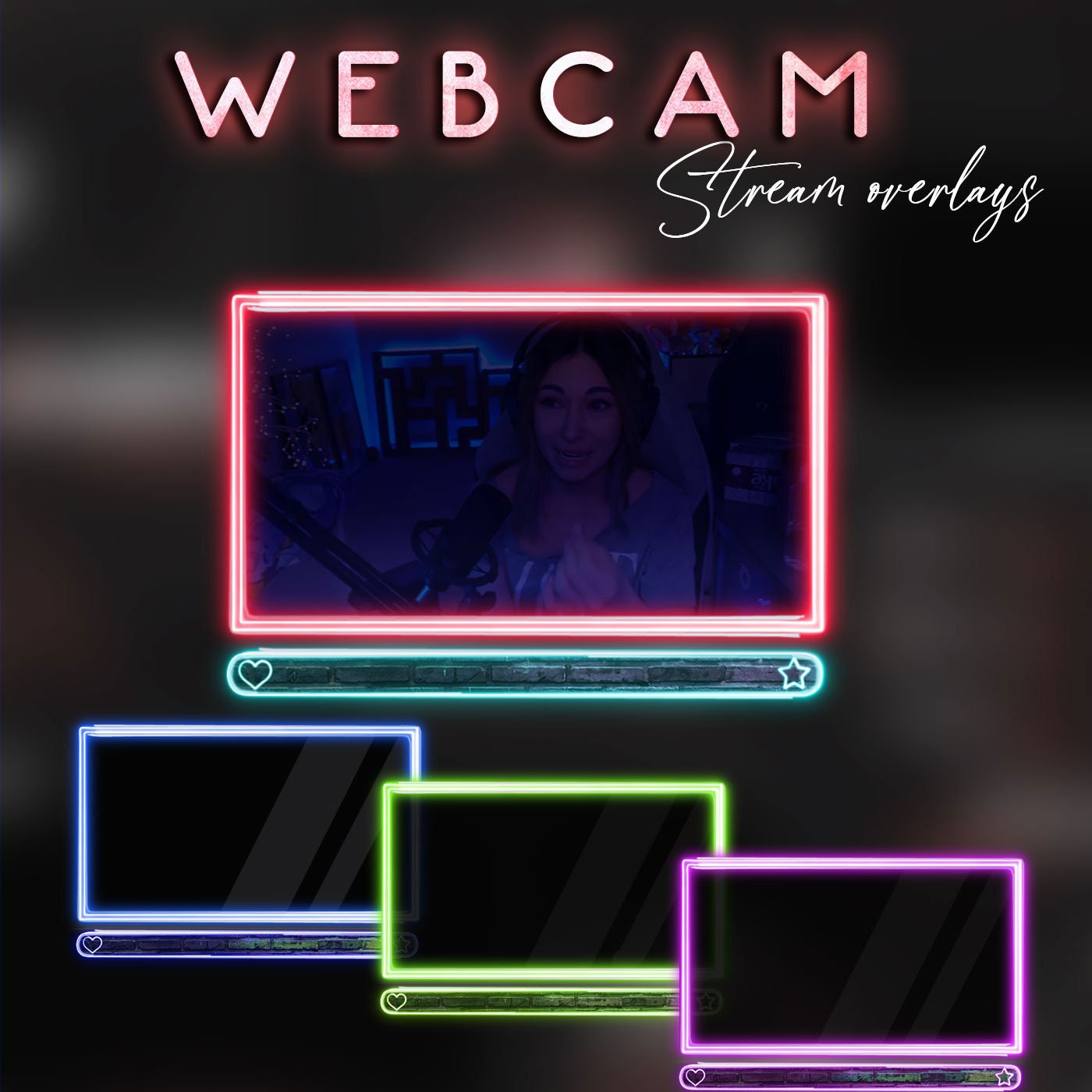 Animated Webcam Frame Pack Neon Facecam
