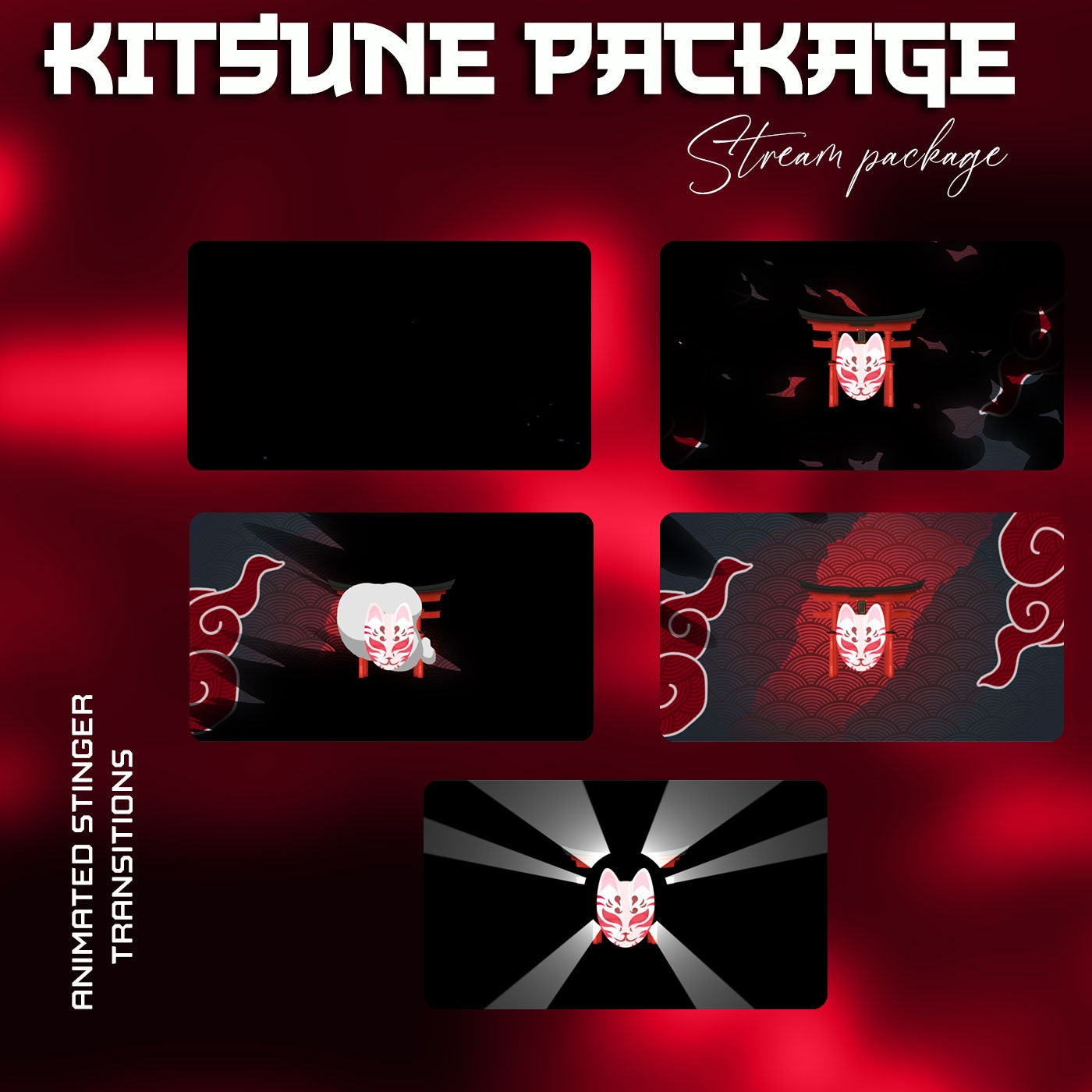 Animated kitsune Red Mask Stream Package