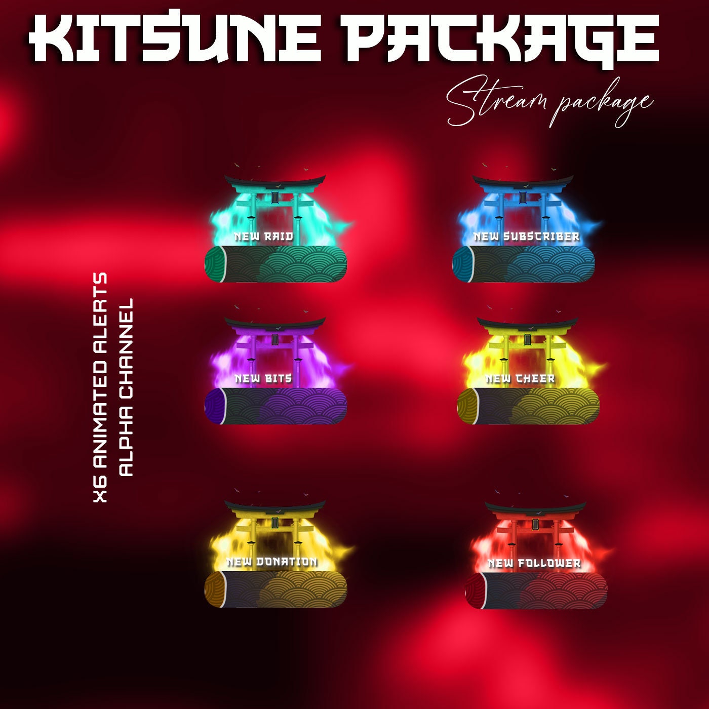 Animated kitsune Red Mask Stream Package