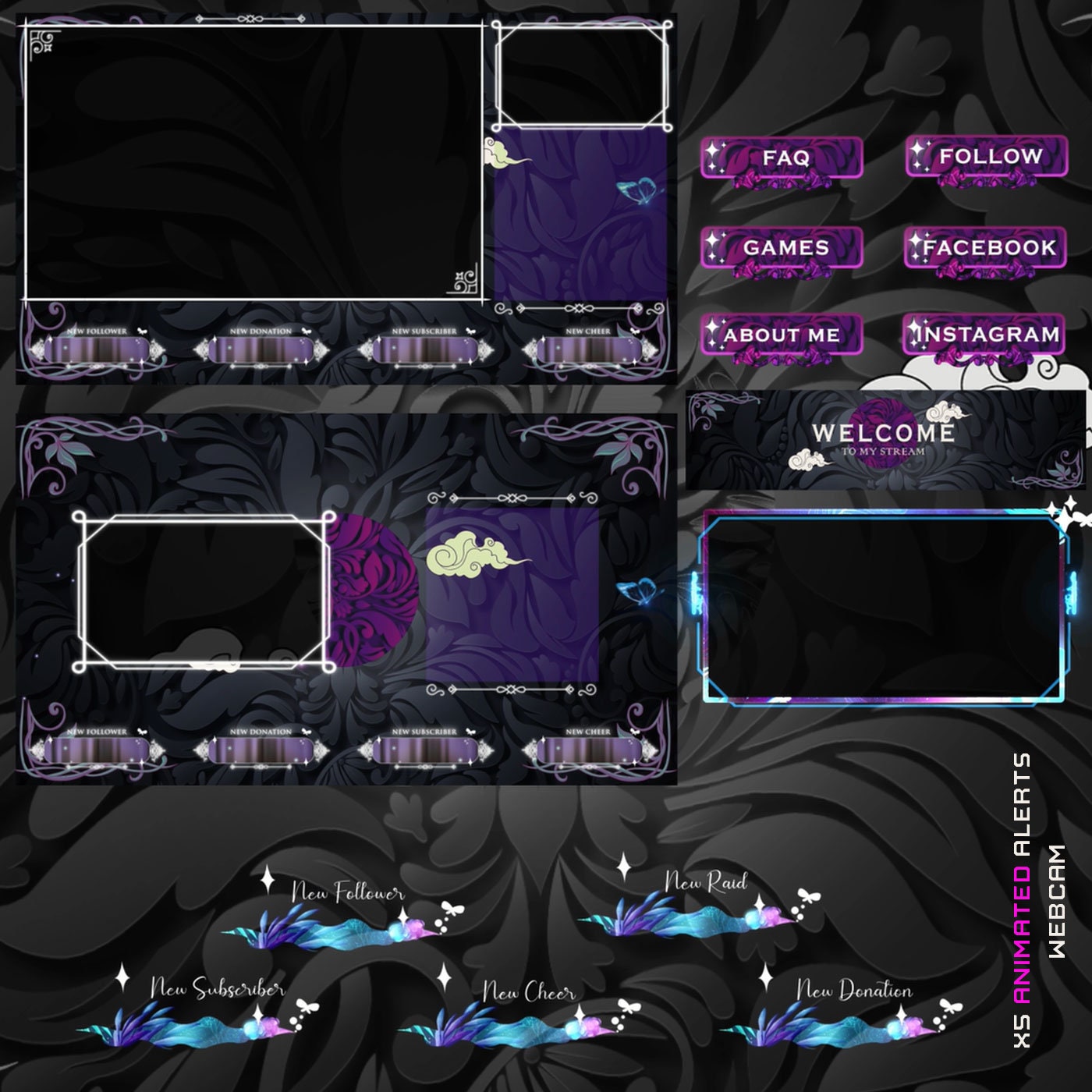 Animated Purple Butterfly Stream Package