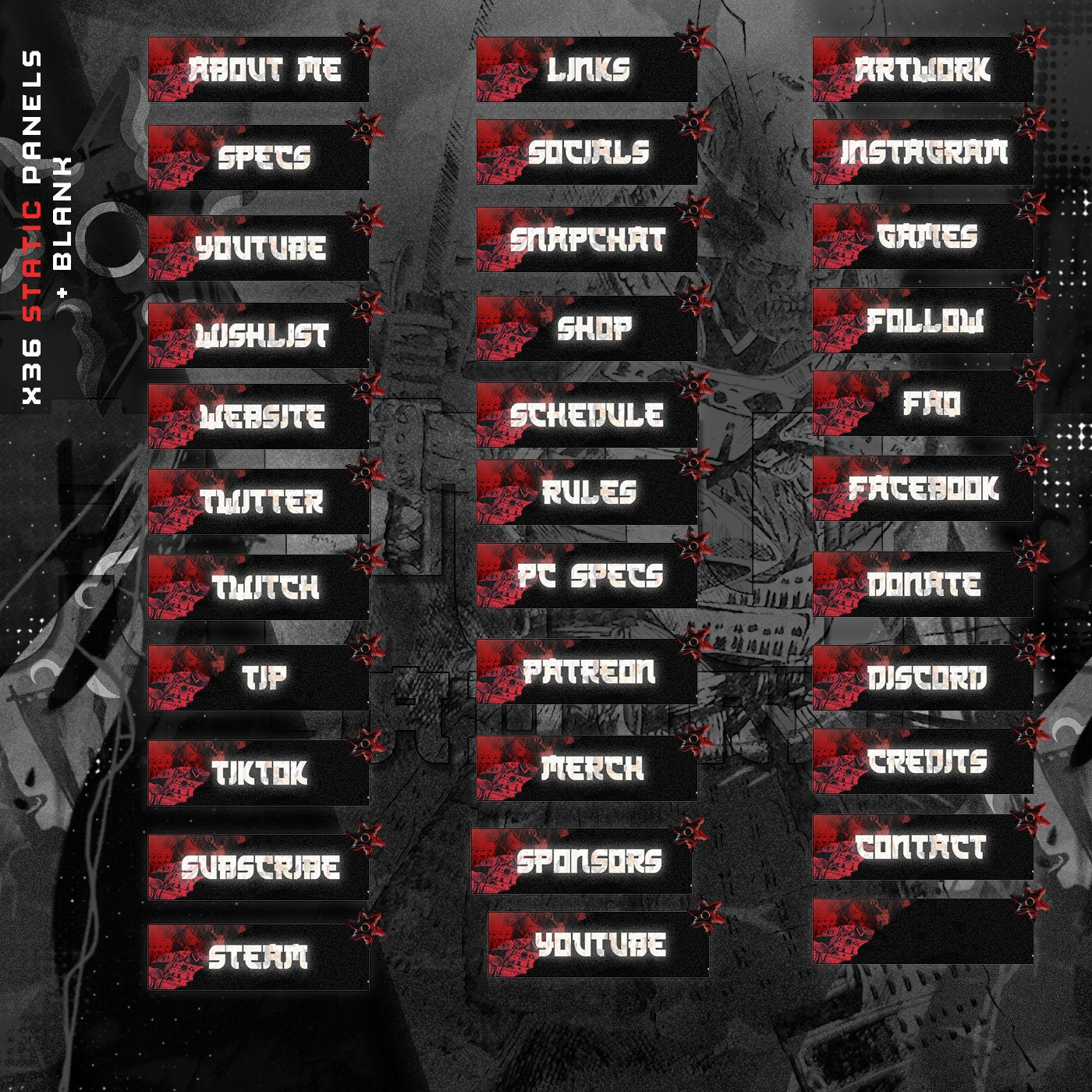 Animated Samurai Shiruken Twitch Package