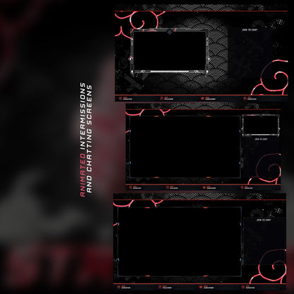 Animated Red Oni Stream Overlay Package