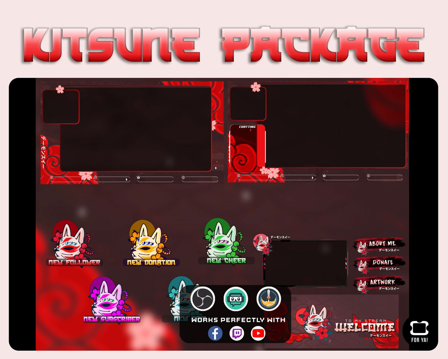 Animated Red Kitsune Stream Package