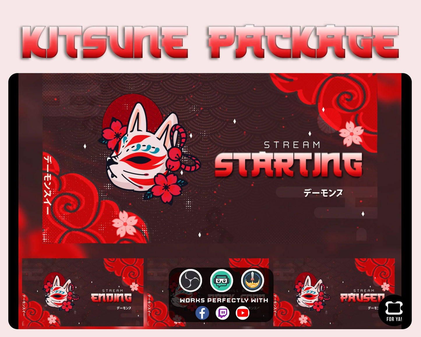 Animated Red Kitsune Stream Package