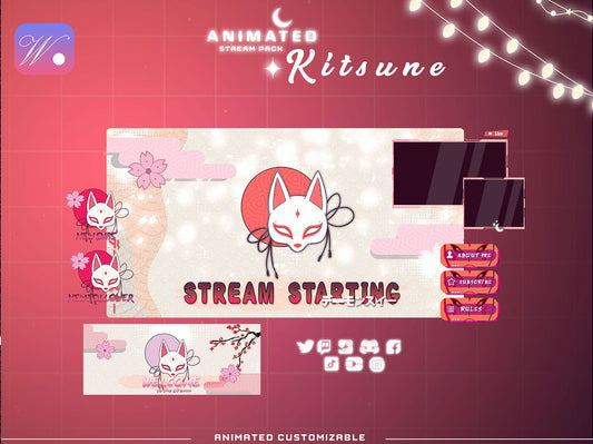 Animated White Kitsune Stream Package