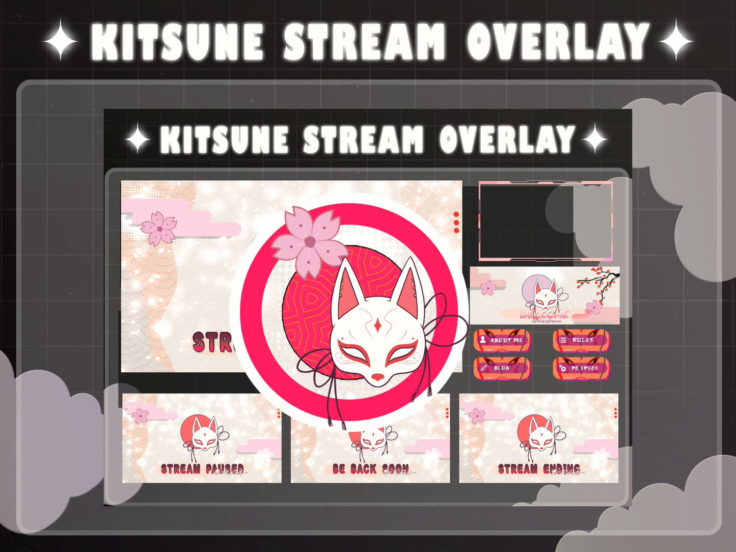 Animated White Kitsune Stream Package
