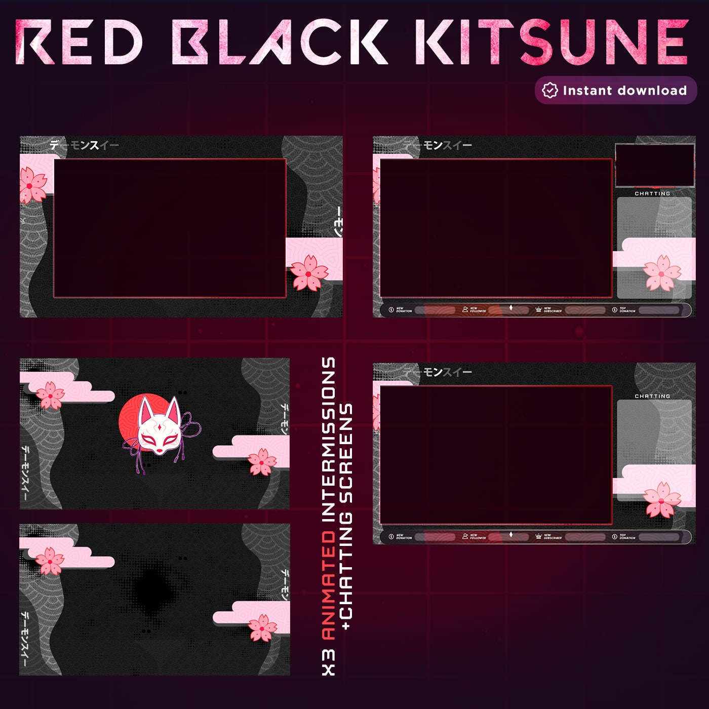 Animated Black Kitsune Stream Package