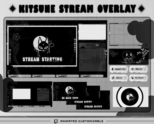 Animated Black & White  Kitsune Stream Package