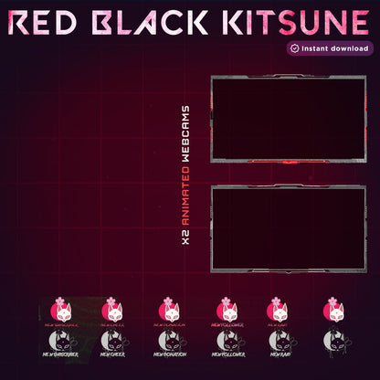 Premium Animated Black Red Kitsune Stream Package