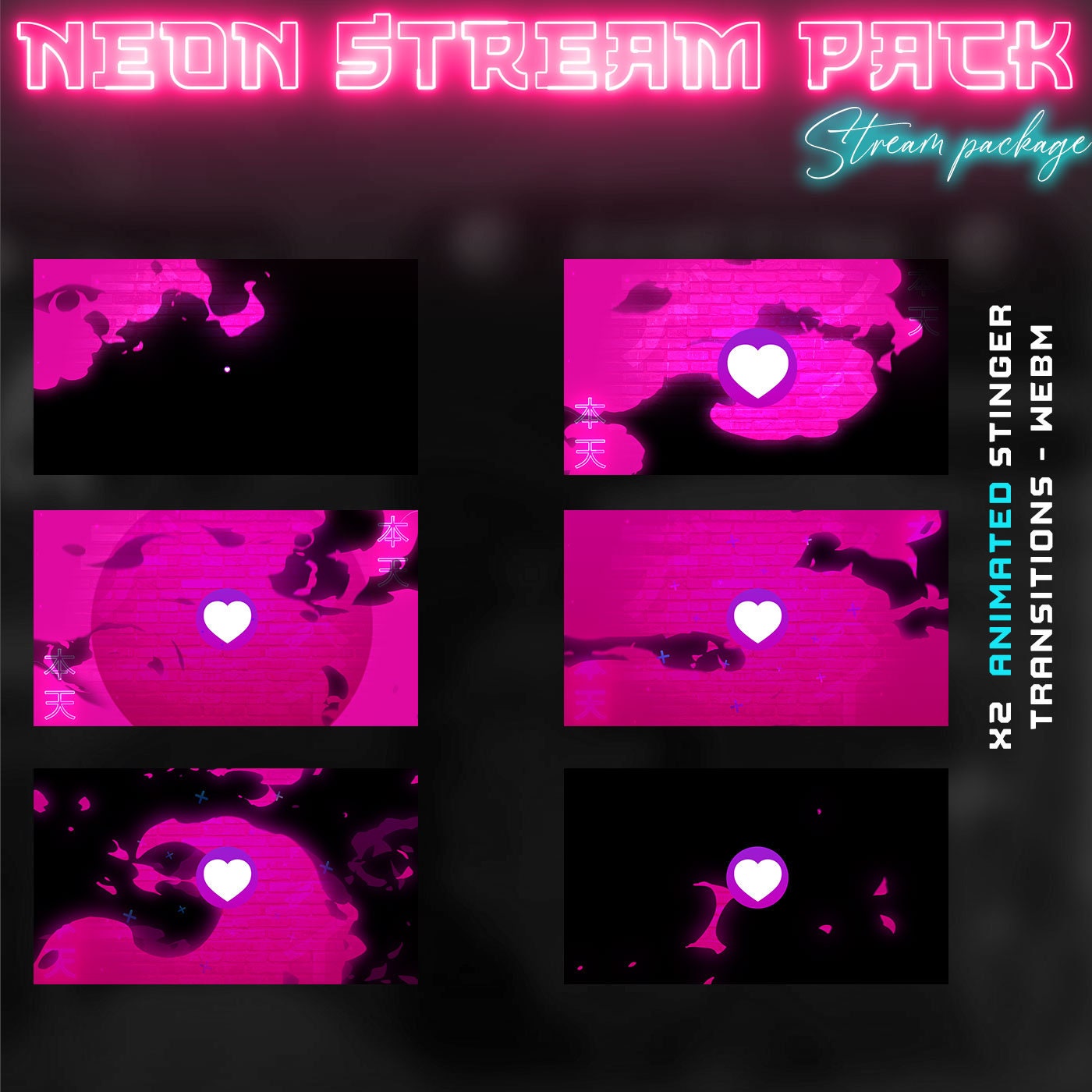 Animated Stream Package Blue Retro Neon