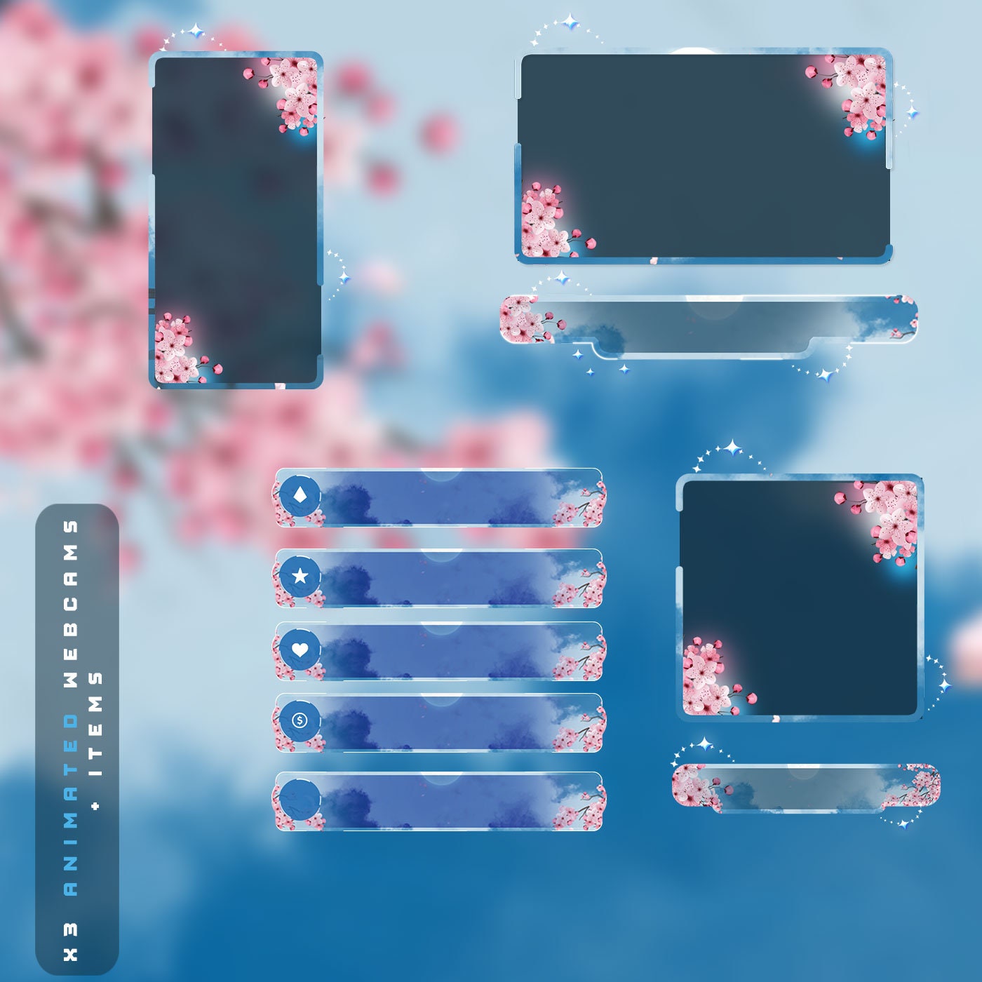 Premium Sakura Stream overlays Package