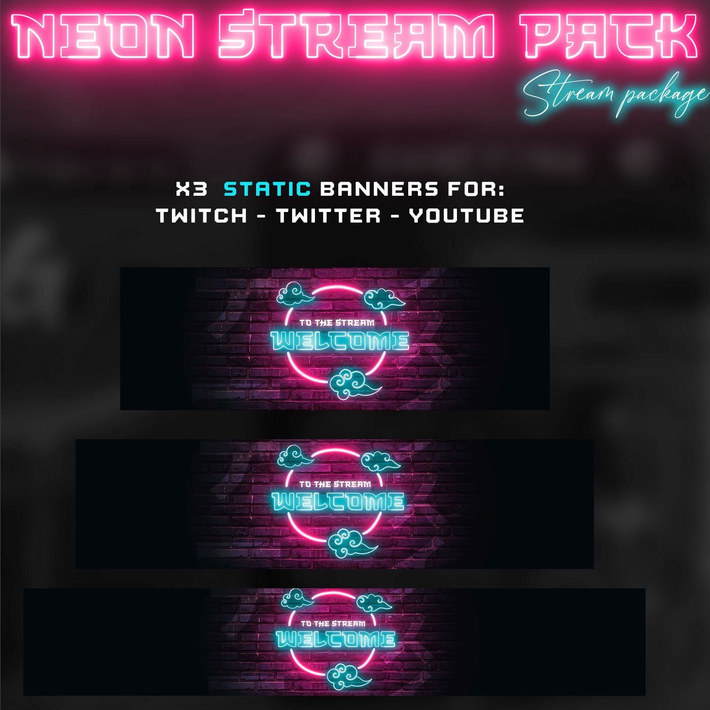 Animated Stream Package Blue Retro Neon