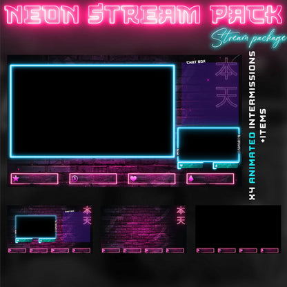 Animated Stream Package Blue Retro Neon