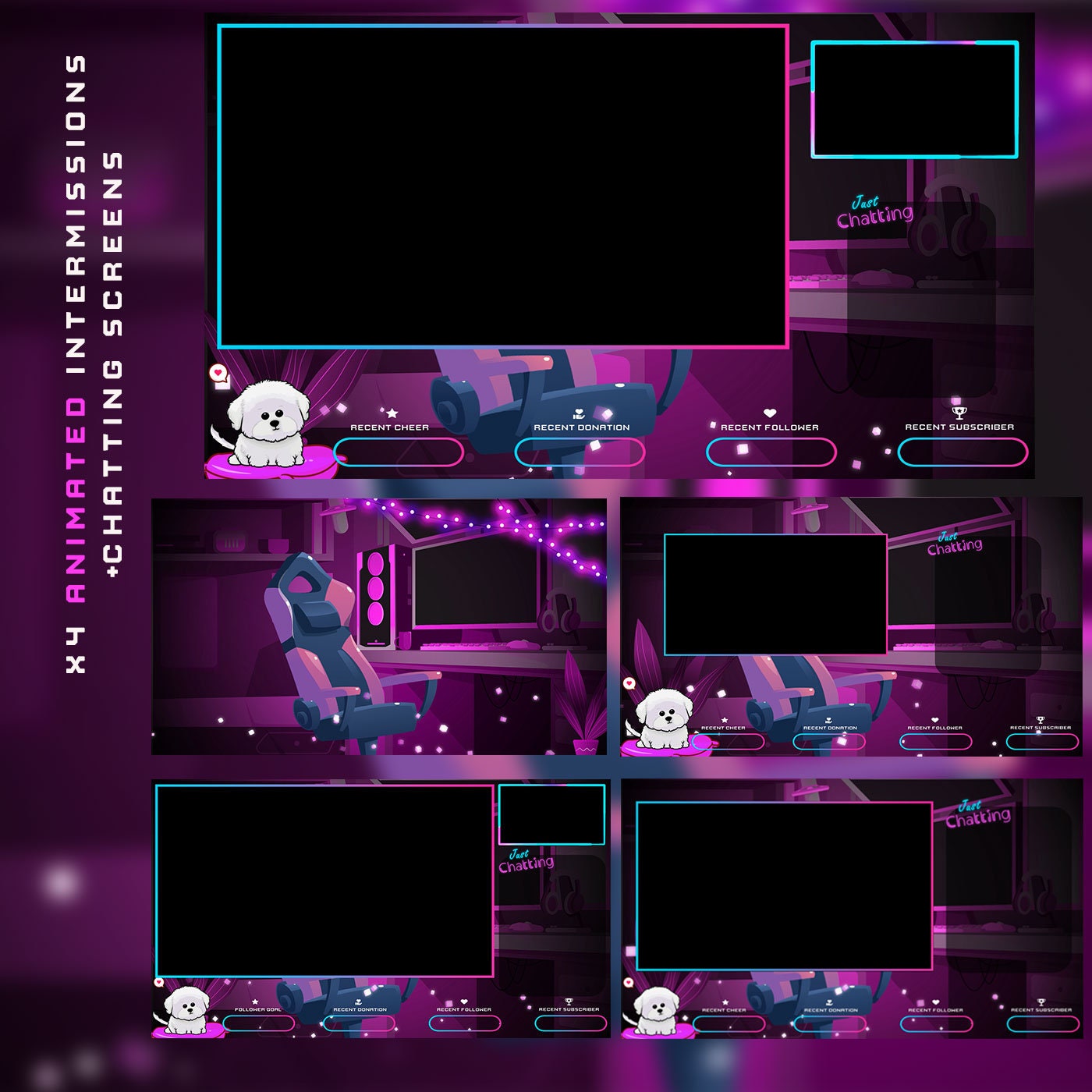 Animated Twitch Screens PC Room Aesthetic Lo-fi Package