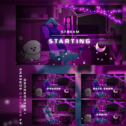 Animated Twitch Screens PC Room Aesthetic Lo-fi Package