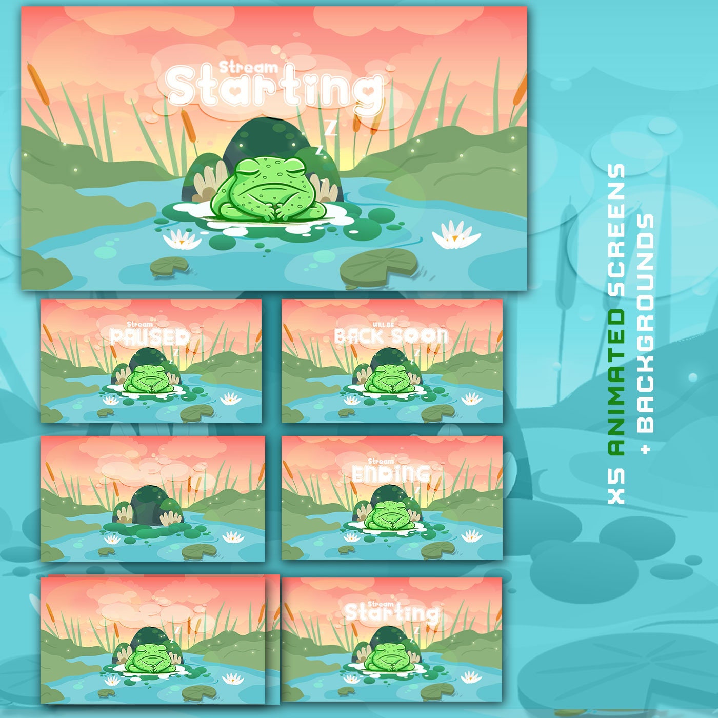 Animated Stream Package Frog Ocean